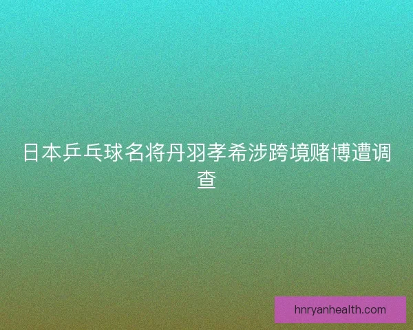日本乒乓球名将丹羽孝希涉跨境赌博遭调查